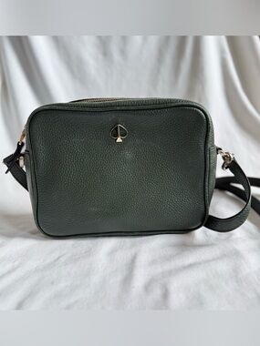 kate spade Deep Evergreen Pebbled Leather Polly Medium Camera Bag